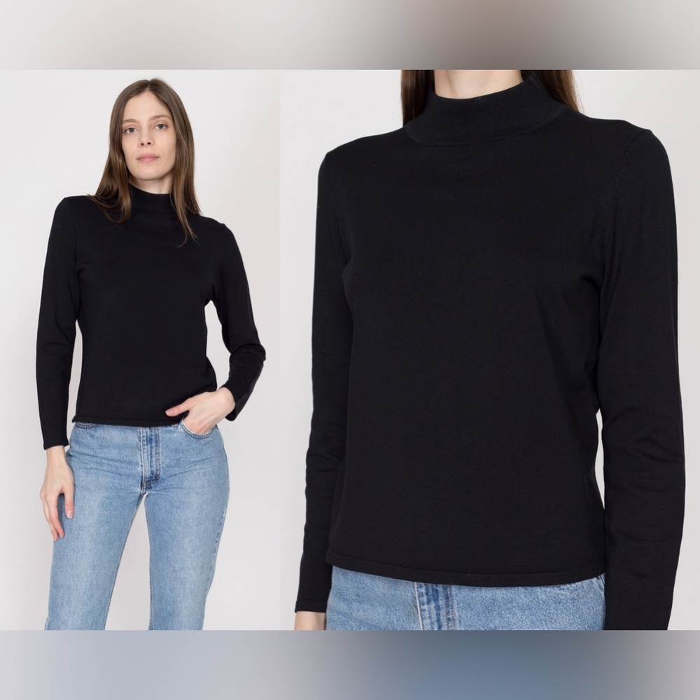 Pendleton 100% Cotton Turtle Neck Black Sweater S… - image 1
